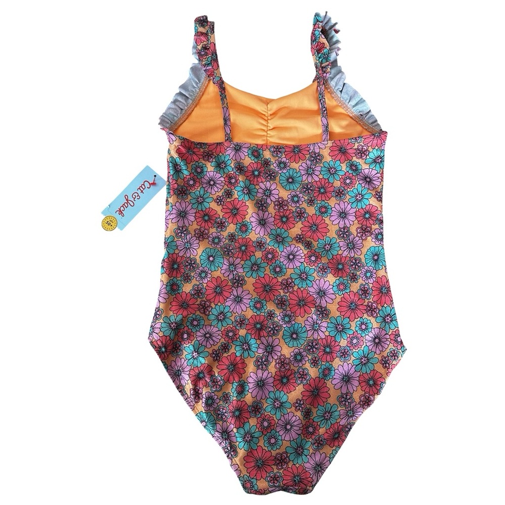 Cat & Jack NWT Size L 10/12 Floral Print One Piece Swimsuit - Picture 2 of 5